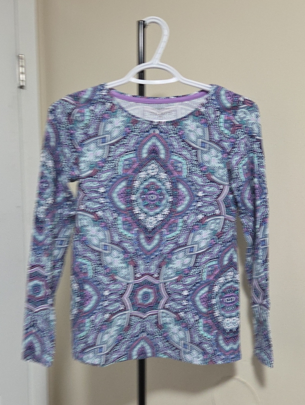 Talbots Purple and Teal Medallion Long-Sleeve Tee